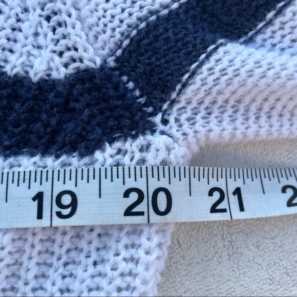 Chunky Knit Sweater Nautical Striped V-Neck Sz. Large - Picture 7 of 7
